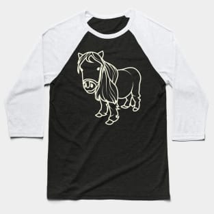 Aesthetic Lineart Cute Mini Horse Baseball T-Shirt